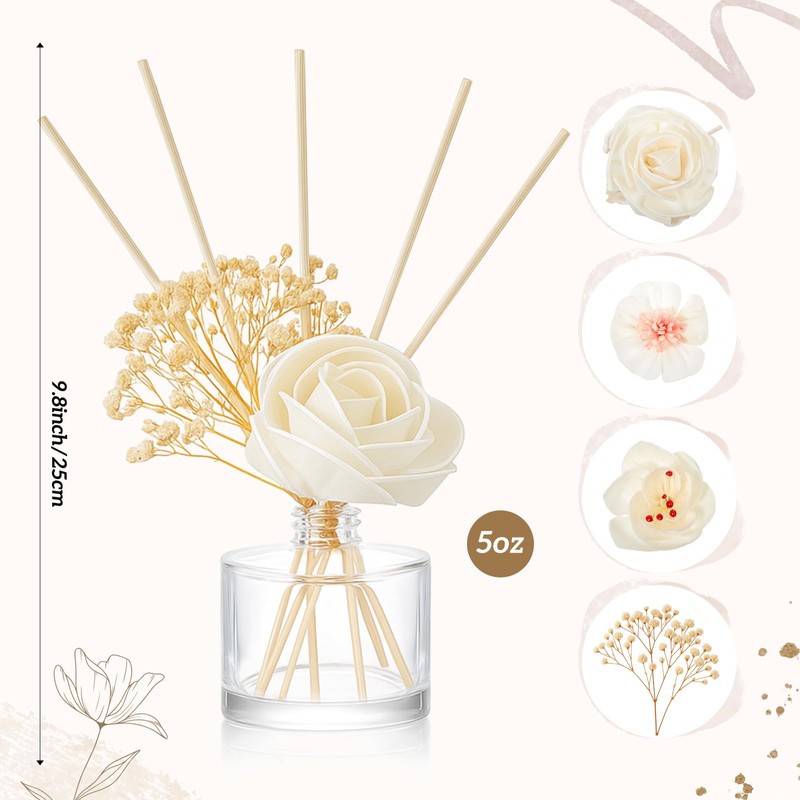 Daifunli 11 Pcs Flower Reed Diffuser Set Include Sola Flowers