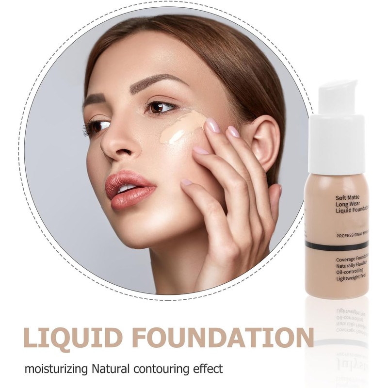 Base de Maquillaje Líquida Beige para Mujeres, Natural y Duradera