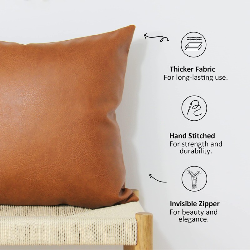 JOJUSIS Modern Leather Throw Pillow Covers for Couch Sofa Bed