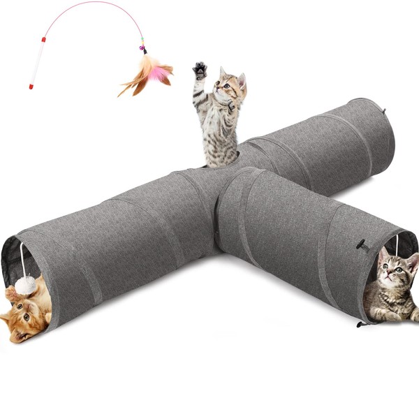 Ownpets Cat Tunnel, 3 Way Collapsible Kitty Tunnel 47 inch