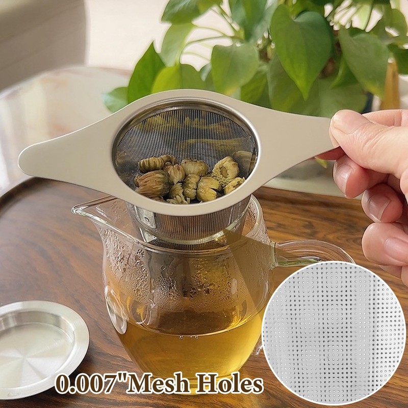 304 Stainless Steel Tea Strainer with Lid and Double Handles