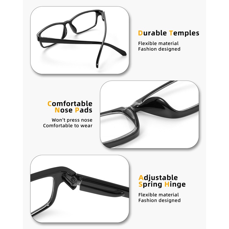 JOLISU Pack Reading Glasses for Women and Men, Lightweight Eyeglasses