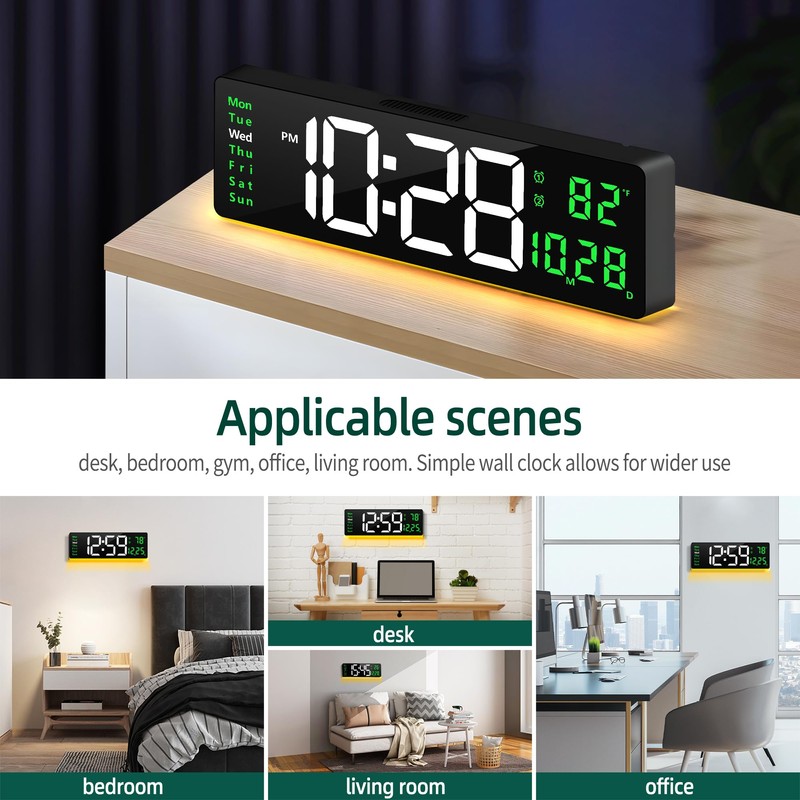 LEIKE 16" Large Digital Wall Clock Timer,Remote Control,2 Alarms, LED