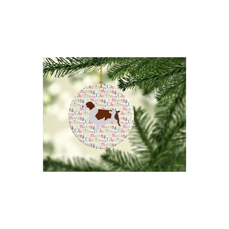 Caroline's Treasures WDK1847CO1 Welsh Springer Spaniel Merry Christmas Ceramic Ornament,