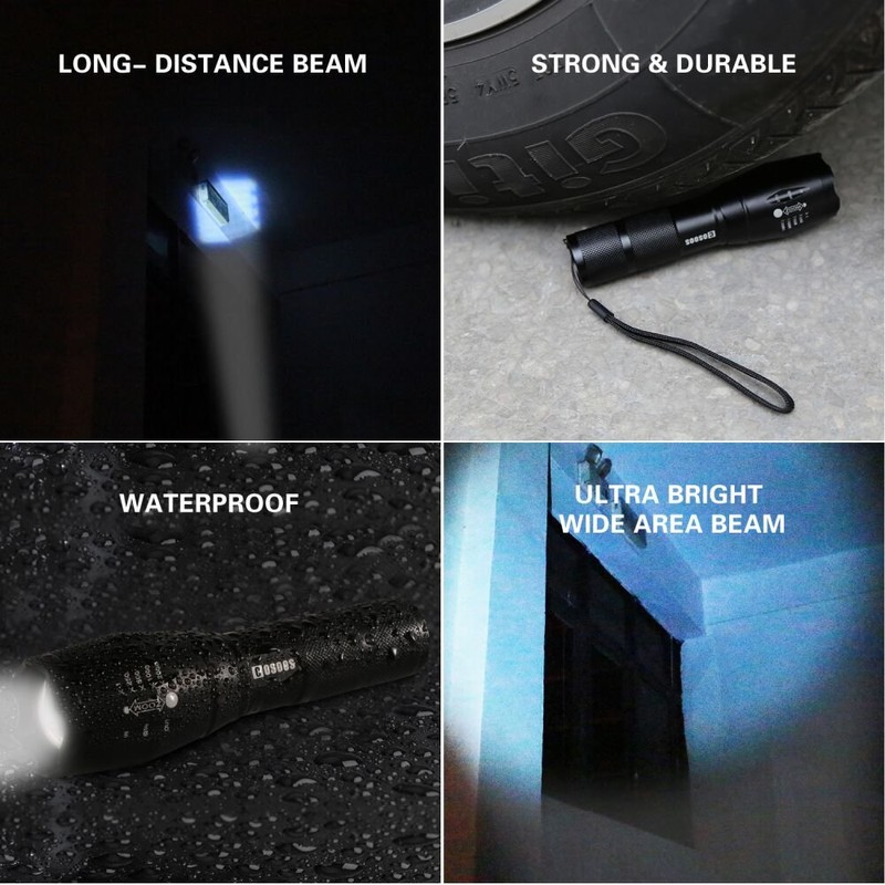 COSOOS LED Flashlight with Holster, Bright Tactical Flashlight High Lumen,