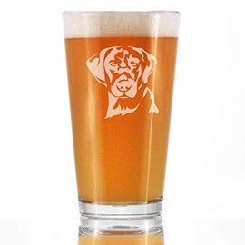 Black Lab Face - Labrador Retriever Pint Glass for Beer - Fun Unique Dog Themed Decor Gifts for Men & Women - 16 oz