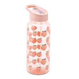 Smash 1 Litre Drink Bottle with flip top lid and straw - Peach design