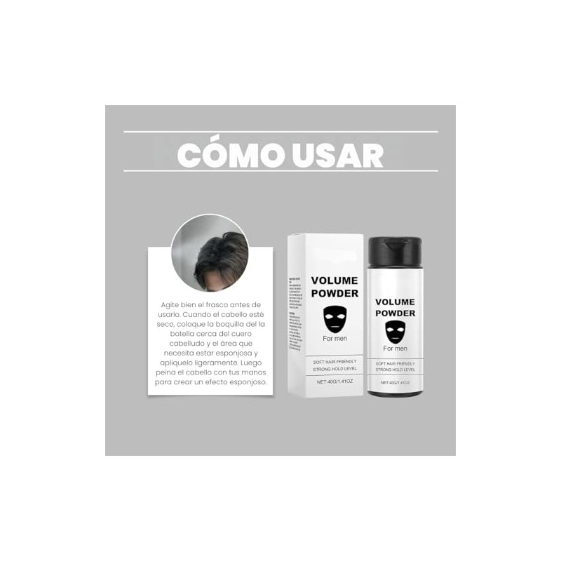 Polvo Voluminizador Cabello Hombres Peinado Polvo Absorbente Grasa Capilar Peinado