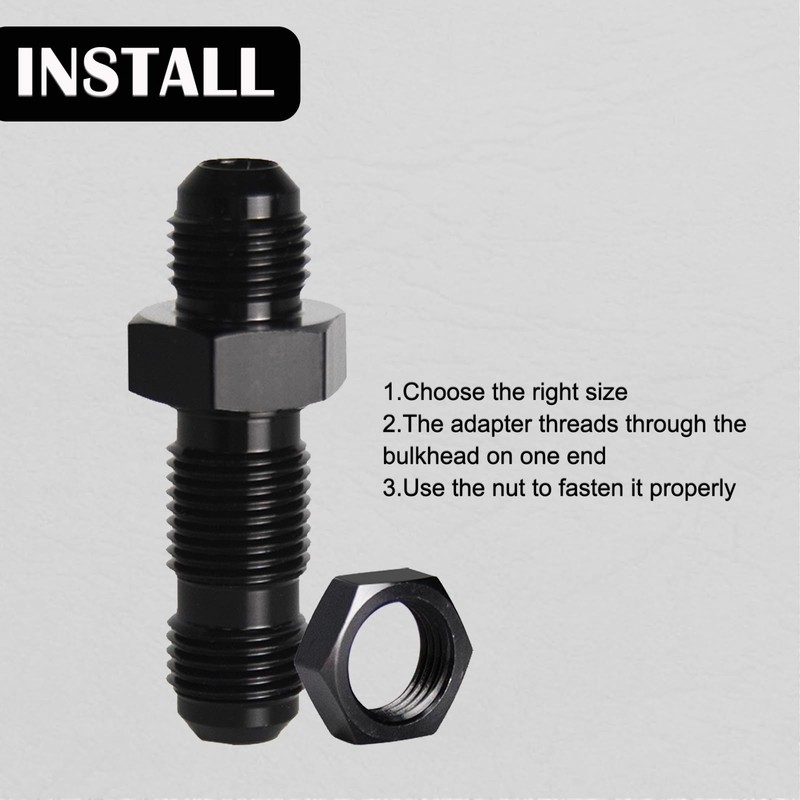 8AN Male Flare Straight Bulkhead Fitting Adapter with 8AN Nut