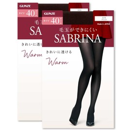 Gunze SBW21 Women's Tights, Sabrina, Warm, Beautiful Legs, 40 Denier, Set of 2 Pairs in Same Color, New Black