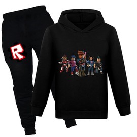 Boy Girl Hoodies Game Cartoon Long Sleeve Hooded Clothes Set For Kids (black, 5-6 Years)