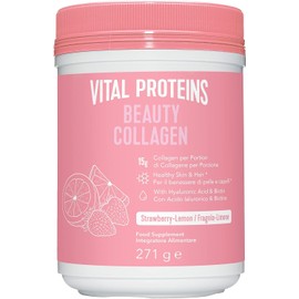 Vital Proteins Beauty Kollagen mit Hyaluronsäure, Hydrolisiertes Rinderkollagen, Biotin, für Haut, Haare, Nägel, 15 g Kollagen pro Portion, 271 g ohne Löffel, Erdbeergeschmack Zitrone
