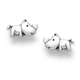 ICYROSE Solid 925 Sterling Silver Antique finish Rhino Rhinoceros Small Stud Earrings or Second Ear Piercings 1574