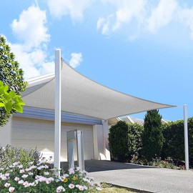 HOMA 10' x 22' Grey Rectangle Sun Shade Sail Canopy, 95% UV Blockage Awning Shelter Fabric Cloth Screen for Patio Outdoor Backyard - Heavy Duty Commercial Grade (Custom Size - Made in USA)