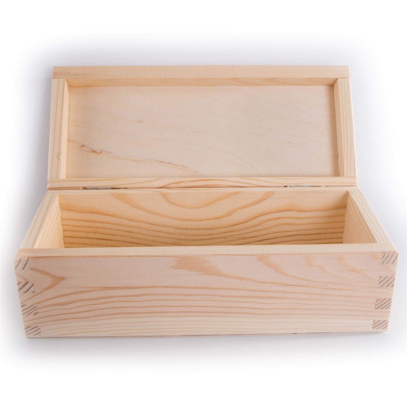 Oblong Rectangular Wooden Box with Lid | 23 x 10