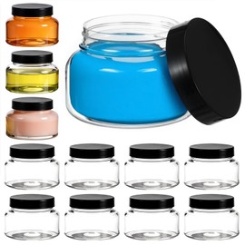 16 Pack 8 Oz Plastic Jars with Lids, Clear Body Scrub Containers Empty Refillable Containers Round Low Profile Samples Jars for Makeup, Body Butter, Creams, Slime, Travel Storage