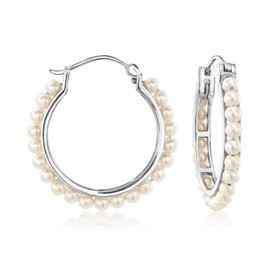 Ross-Simons 3-3.5mm Cultured Pearl Hoop Earrings