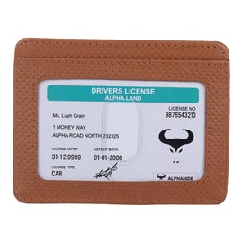 ALPHAHIDE Real Leather Credit Card Holder - Ultra Thin Design - Front Pocket Wallet - RFID (Dotted Tan)