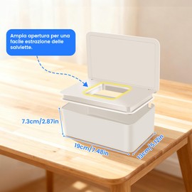 Scatola porta salviette umidificate, con Coperchio Sigillato, Dispenser per Salviettine Umidificate, Scatola di Salviette Umidificate per Bagno, Cucina o Cameretta, Bianco