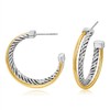 MYCUTEY Two-toned Twisted Hoop Earrings For Women, Brass, No Gemstone