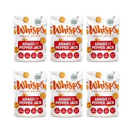 Whisps Asiago & Pepper Jack Cheese Crisps | Keto Snack, Gluten Free, Sugar Free, Low Carb, High Protein | 2.12oz (6 Pack)