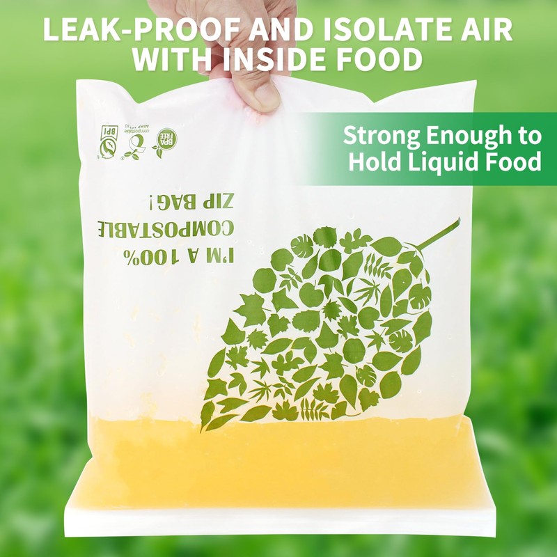 WRAPOK 25 Pack 100% Compostable Gallon Bags Biodegradable Freezer Bags