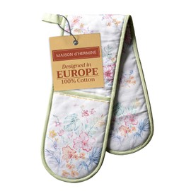 Maison d' Hermine Double Cooking Gloves 100% Cotton Heat Resistant 7"x35" Double Oven Mitt with Loop, Handling Hot Pans for Gifts BBQ Cooking Grilling, Paradise Island - Spring/Summer
