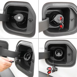 Fuel Locking Gas Cap Compatible with 2021 2022 2023 2024 2025 New Ford Bronco F150 2/4 Door Interior Accessories Lock Fuel Tank Filler Plug with 2 Keys 1 Set Black