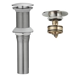 BWE One Piece Bathroom Vessel Sink Drain Stopper Without Overflow Pop Up Drain Assembly with Strainer for Bathroom Vessel Vanity Faucet Brushed Nickel