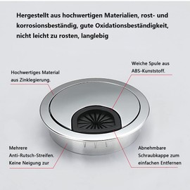 SHULLIN Pack of 2 Metal Cable Grommets Round Cable Grommets Premium Cable Grommets Diameter 60 mm Cable Grommet Desk Table Guide for Furniture and Desk