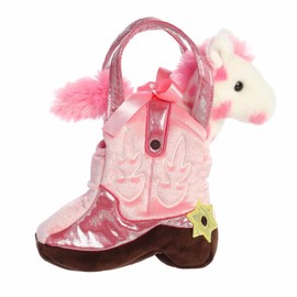 Aurora® Fashionable Fancy Pals™ Giddyup Boot™ Stuffed Animal - Plush with Stylish Purse for Dress Up Fun - Perfect for Kids 3+ Years, Costumes, and Birthdays - Pink 7.5 Inches