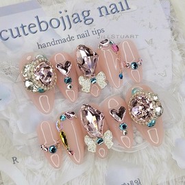 Lovely V-cut handmade nail tips - ballerina / 러블리 브이컷 수제네일팁 - 발레리나