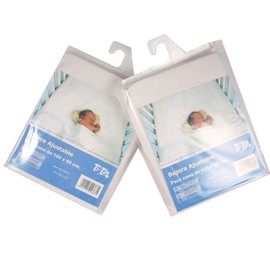 Ti-Tín, 2 x Baby Cot bed Fitted Sheet 100% Cotton popeline 130 x 80 cm