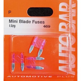 Autobar 469 Pack of 3 Mini Blade Fuses 4 Amp Electrical Part Replacement - Pink