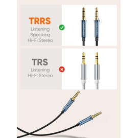 CableCreation 3.5mm TRRS Audio Cable 6FT/1.8m, 4-Pole 3.5mm Aux Cord, Hi-Fi, 1/8 inch Braided Auxiliary Stereo Jack Cable for Headphone, Car Stereos, Phone, Tablets, Laptops, Speaker, Bule