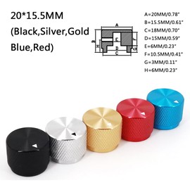 SagaSave 2 pieces aluminium alloy potentiometer knob volume control knob knurled shaft hole for 6 mm diameter shaft guitar volume audio knob