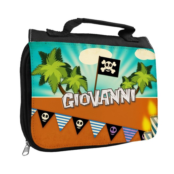 Toiletry Bag with Names Giovanni and Pirate Design For Boys