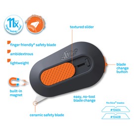 Slice Mini Box Cutter | Manual Retracting | Safe Ceramic Box Opener Lasting 11x Longer than Metal | Keychain Box Cutter | 2 Pack