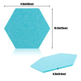 FWEEK Pack of 9 Felt Hexagonal Notice Boards, 26 x 30 cm Hexagon Notice Board Felt with 40 Push Pins, Pin Board Hexagon for Classroom, Office and Study - Silver Grey, Lemon Yellow, Lake Blue