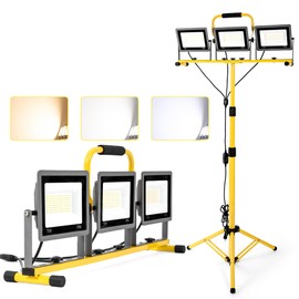 3-in-1 Color Work Lights with Stand, 22500Lm Head LED Work Light, with Adjustable and Foldable Tripod Stand, Waterproof Lamp with 3000 5000 6500 Kelvin Color Temperature