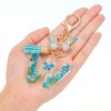 MWOOT Initial Letter W Keychain Resin Alphabet Keyrings,Blue Petals Gold