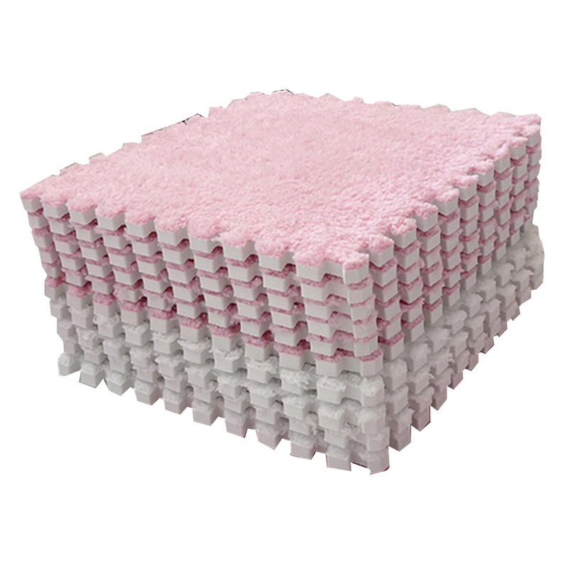 10pcs Plush Foam Floor Mat Color Blocking Split Joint Interlocking