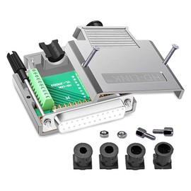 PENGLIN Solderless DB25 Breakout Connector, Metal Housing RS232 D-SUB Serial to 25 Pin Connector Adapter Female Breakout Terminal Board with Housing (Female)