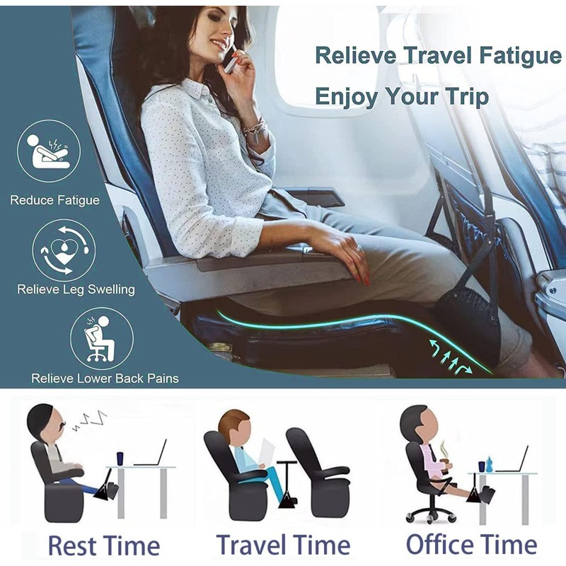 Aieve Airplane Footrest (Memory Foam), Portable Travel Foot Hammock -
