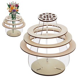DICOSMETIC Wood Flower Vase Building Set 18x18cm Display Vase for Tables Wooden Puzzle Flower Vases Building Floating Rings Vases for Home Office Desktop Decoration, BurlyWood