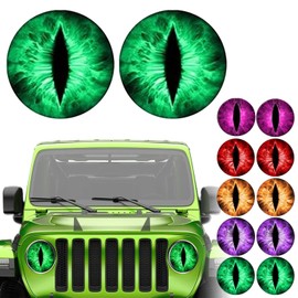 OTXKXBLP Beast Eyes Headlight Decals, 3D Stereo Eyes Headlight Decal Stickers, Eye Decals for Jeep Headlights, Round Headlight Decal, Funny Decals for Truck Car Body Window Bumper Decoration(Green)