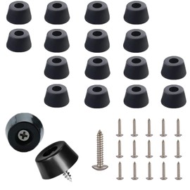 16 Pcs Rubber Feet Non Slip Rubber Feet for Furniture Floor Rubber Furniture Feet with Stainless Steel Screws Garden Furniture Feet for Furniture Leg Pads (D22x13xH10mm)