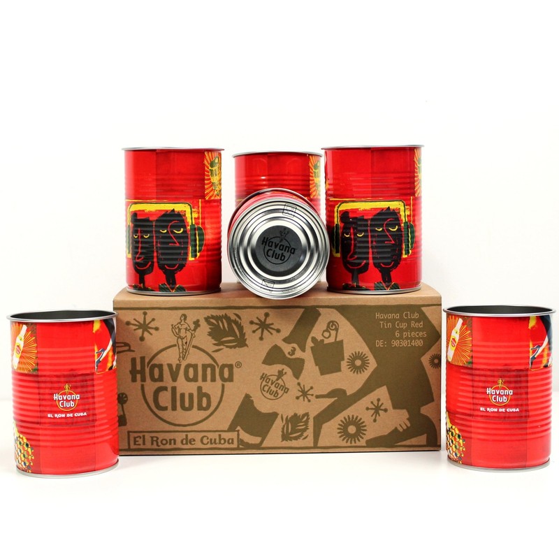Havana Club Tin Cup, Red Drinking Cans, Havana Drinking Cups,