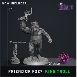 Wildspire Wildspire Heroes, NPC Animal Companions & Troll King for DND Miniatures Bulk 28mm-32mm Unpainted Paintable Dungeons and Dragons Minis Pathfinder Figures for Fantasy Tabletop Roleplaying Games like D&D