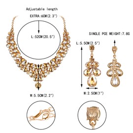EVER FAITH Damen Hochzeit Party Schmuck Strass Kristall Vine Teardrop Halskette Ohrringe Set Gold-Ton Braun